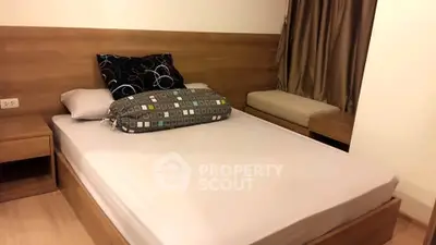 Cozy bedroom with modern wooden furniture and stylish decor
