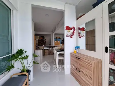 Spacious storage area with modern decor and ample natural light