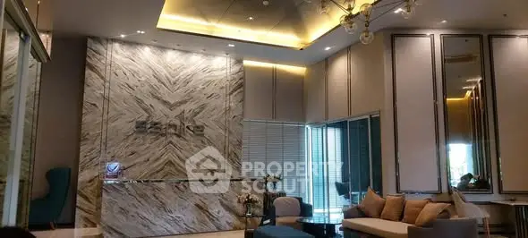 Luxurious modern lobby with elegant seating and stylish lighting