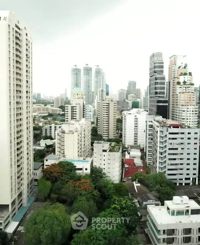Stunning cityscape view showcasing modern high-rise buildings and lush greenery, perfect for urban living enthusiasts.