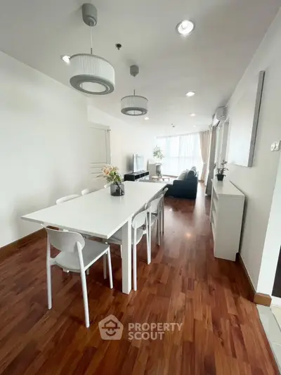 Spacious modern living room with dining area and stylish decor