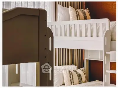 Stylish bedroom with modern bunk beds and elegant decor