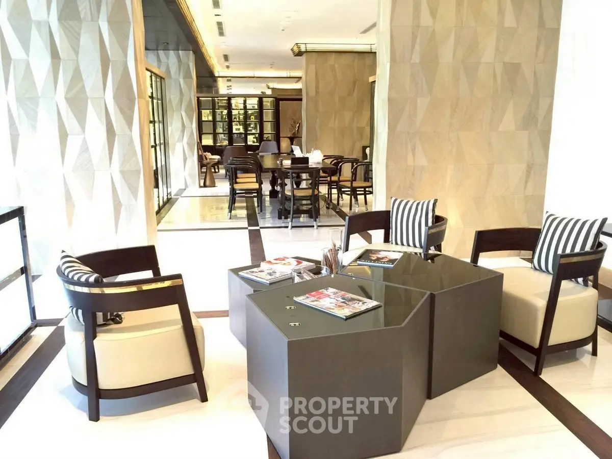 Luxurious modern lobby with elegant seating and stylish decor