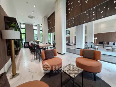 Luxurious modern living room with high ceilings and elegant decor, perfect for entertaining guests.