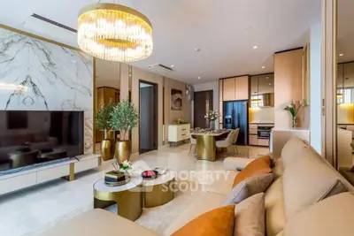 Luxurious living room with elegant decor and modern furnishings