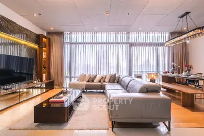 Luxurious modern living room with elegant decor and spacious seating area