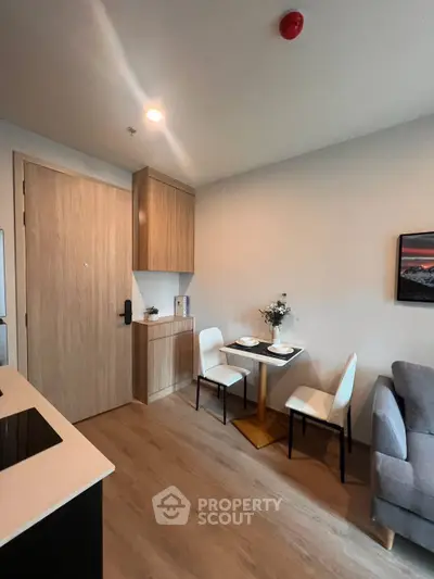 Modern apartment interior with cozy dining area and stylish decor
