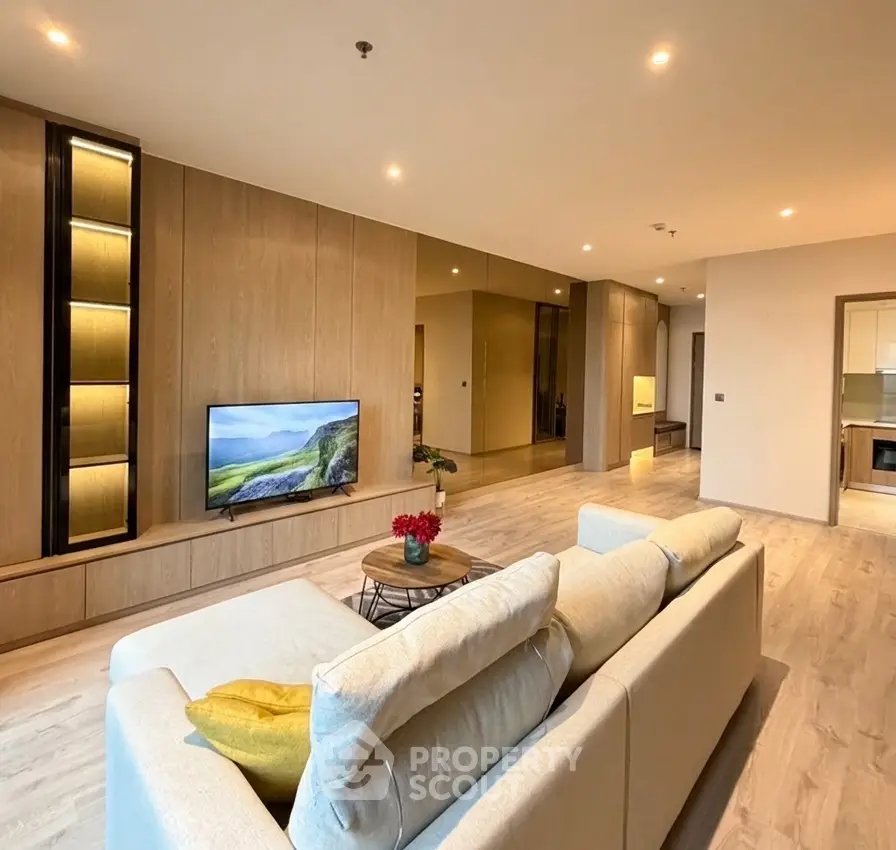 Spacious modern living room with elegant decor and open layout