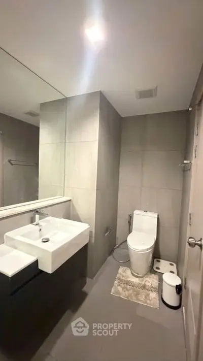 Modern bathroom with sleek fixtures and minimalist design