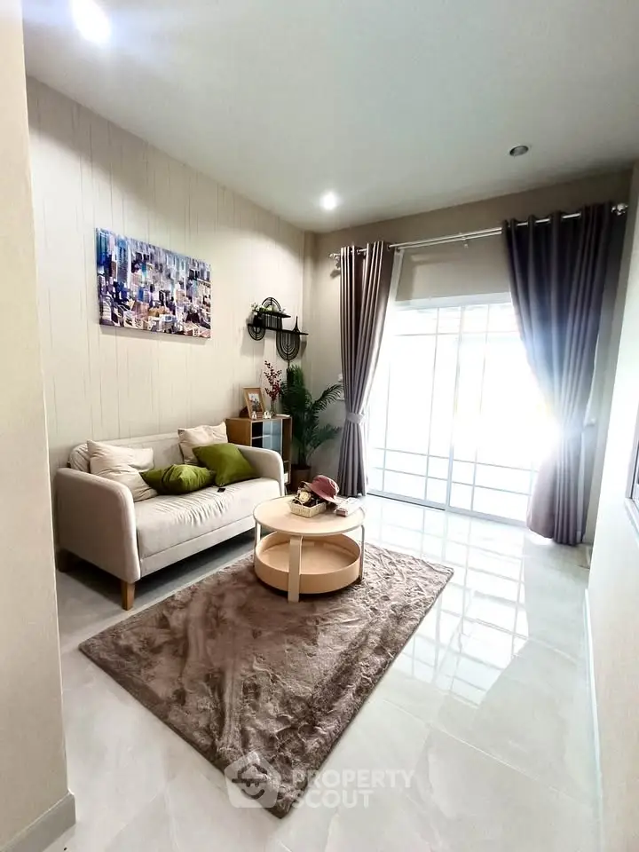 Chic and cozy living room with modern decor and natural light