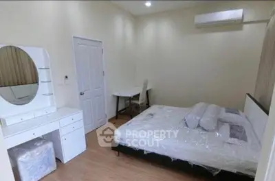 Cozy bedroom with modern furniture and air conditioning, perfect for comfort and relaxation.