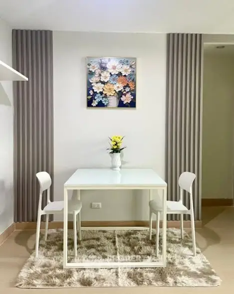 Modern dining area with elegant decor and stylish furniture