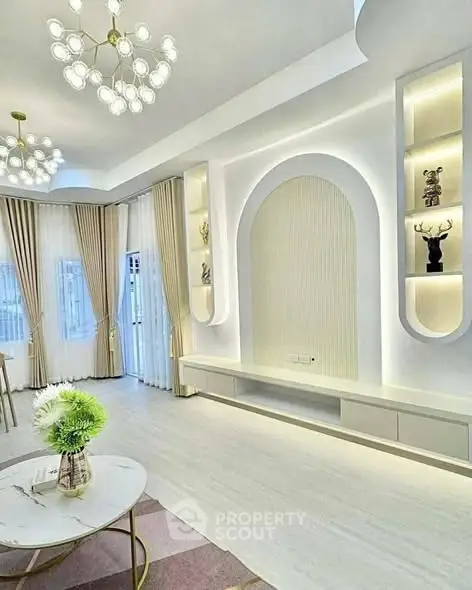 Elegant living room with modern lighting and stylish decor