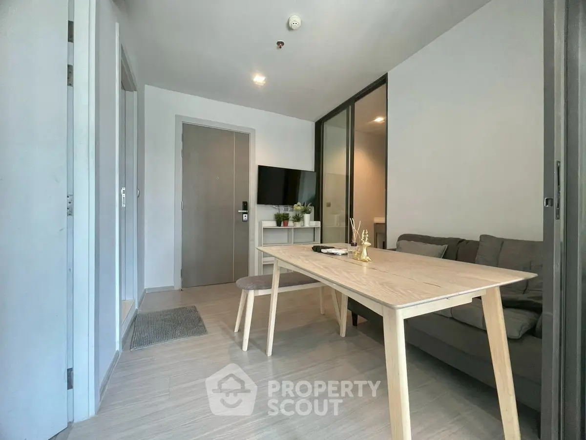 Modern living room with sleek furniture and stylish decor