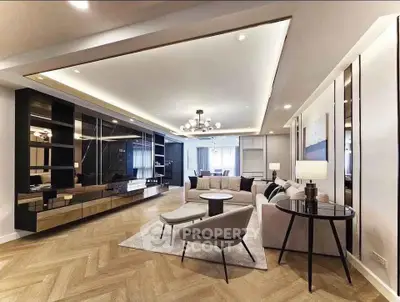 Luxurious modern living room with elegant decor and spacious layout