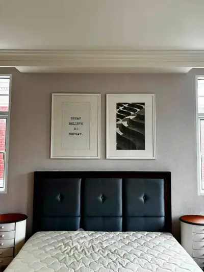 Elegant bedroom with stylish decor and modern furniture, perfect for relaxation and comfort.