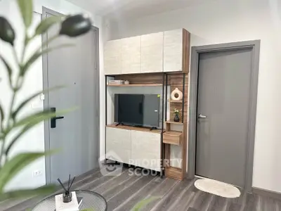 Modern living room with sleek TV unit and stylish decor