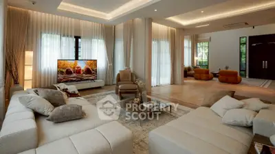 Luxurious modern living room with elegant decor and spacious seating area