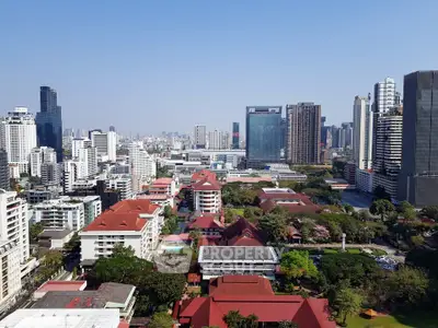 Stunning cityscape view showcasing modern skyscrapers and lush greenery, perfect for urban living enthusiasts.