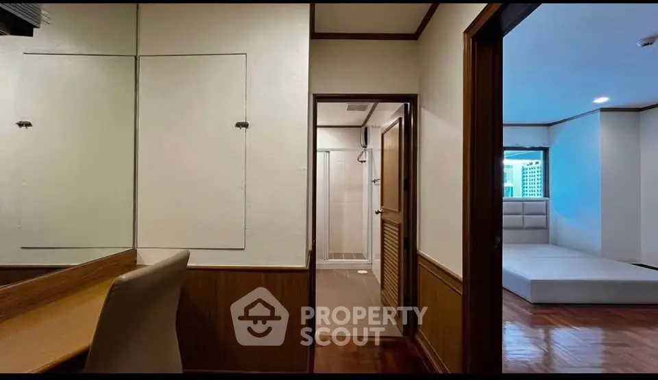 Modern interior with wooden accents and spacious layout