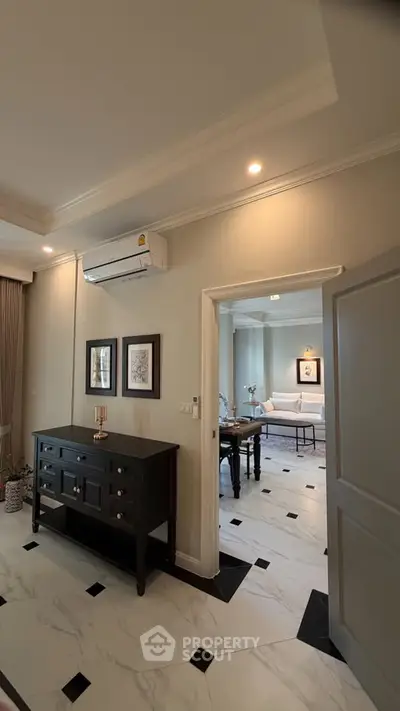 Elegant interior with marble flooring and stylish decor in a modern living space