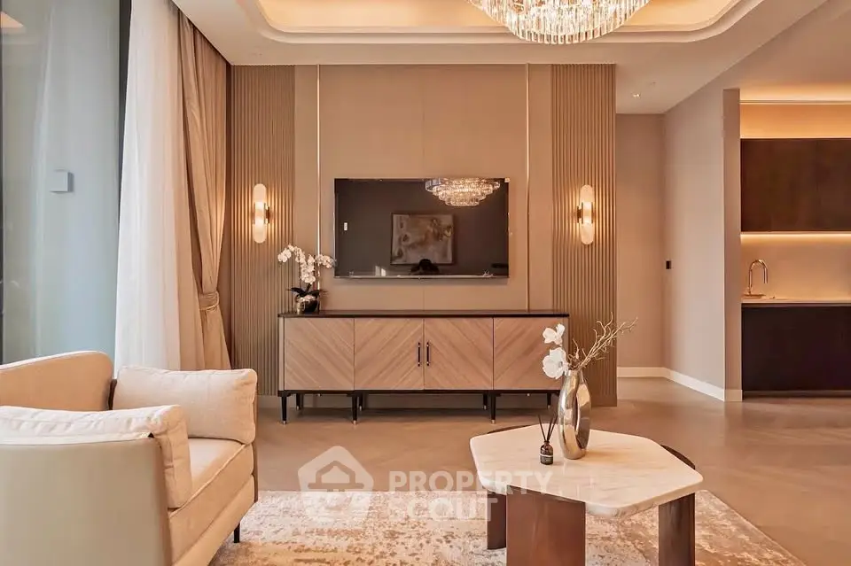 Luxurious living room with elegant decor and modern furnishings