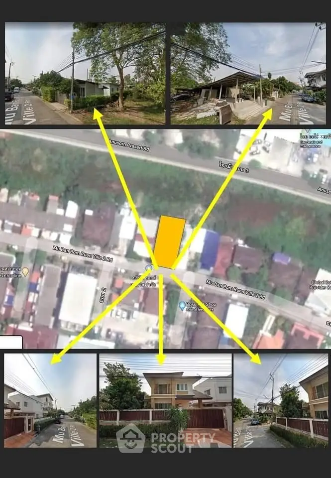 Prime real estate plot with surrounding street views and aerial map location
