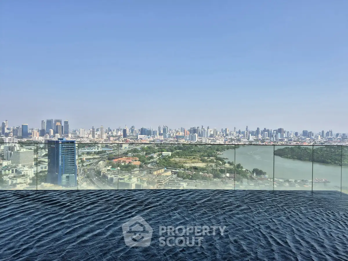 Stunning rooftop infinity pool with panoramic city skyline view