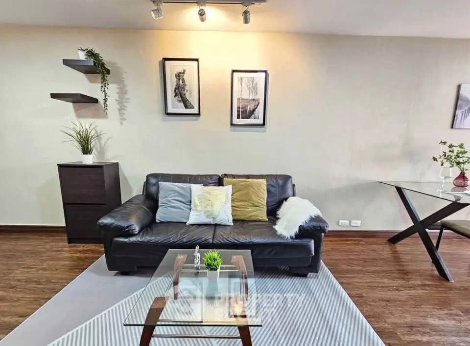 Stylish living room with modern decor and cozy seating area