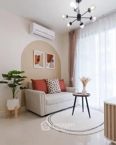 Stylish modern living room with chic decor and natural light