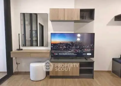 Modern living room with sleek TV unit and stylish decor