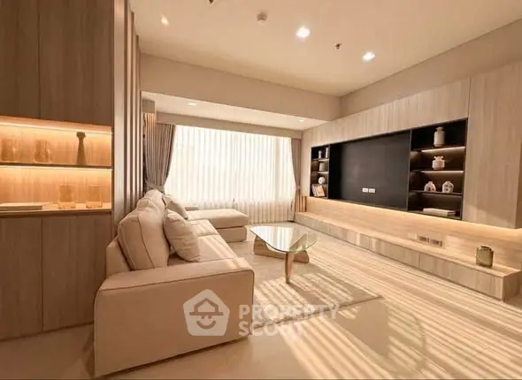 Luxurious modern living room with elegant decor and natural light