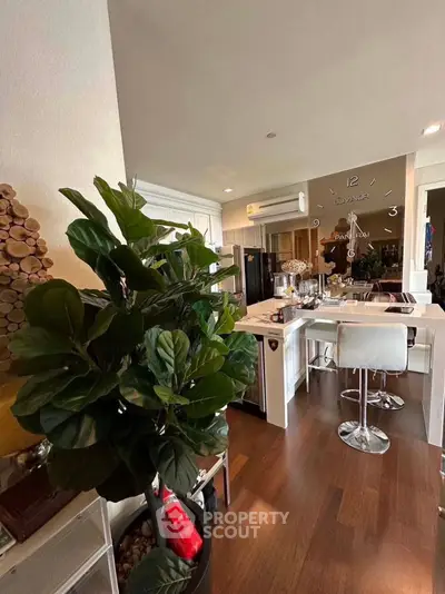 Modern kitchen with sleek bar stools and stylish decor