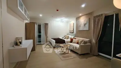 Spacious modern living room with elegant decor and cozy seating area
