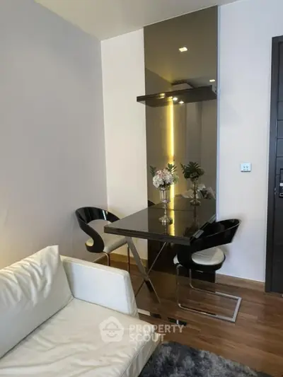 Modern living room with sleek furniture and elegant decor