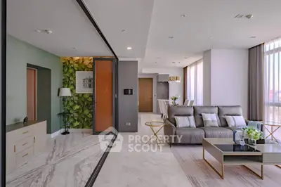 Luxurious modern living room with elegant decor and spacious layout