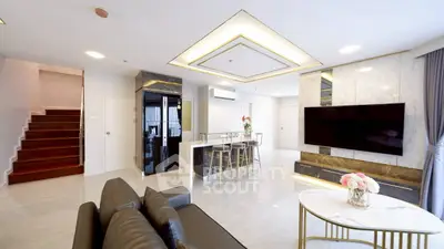 Luxurious modern living room with elegant decor and open layout