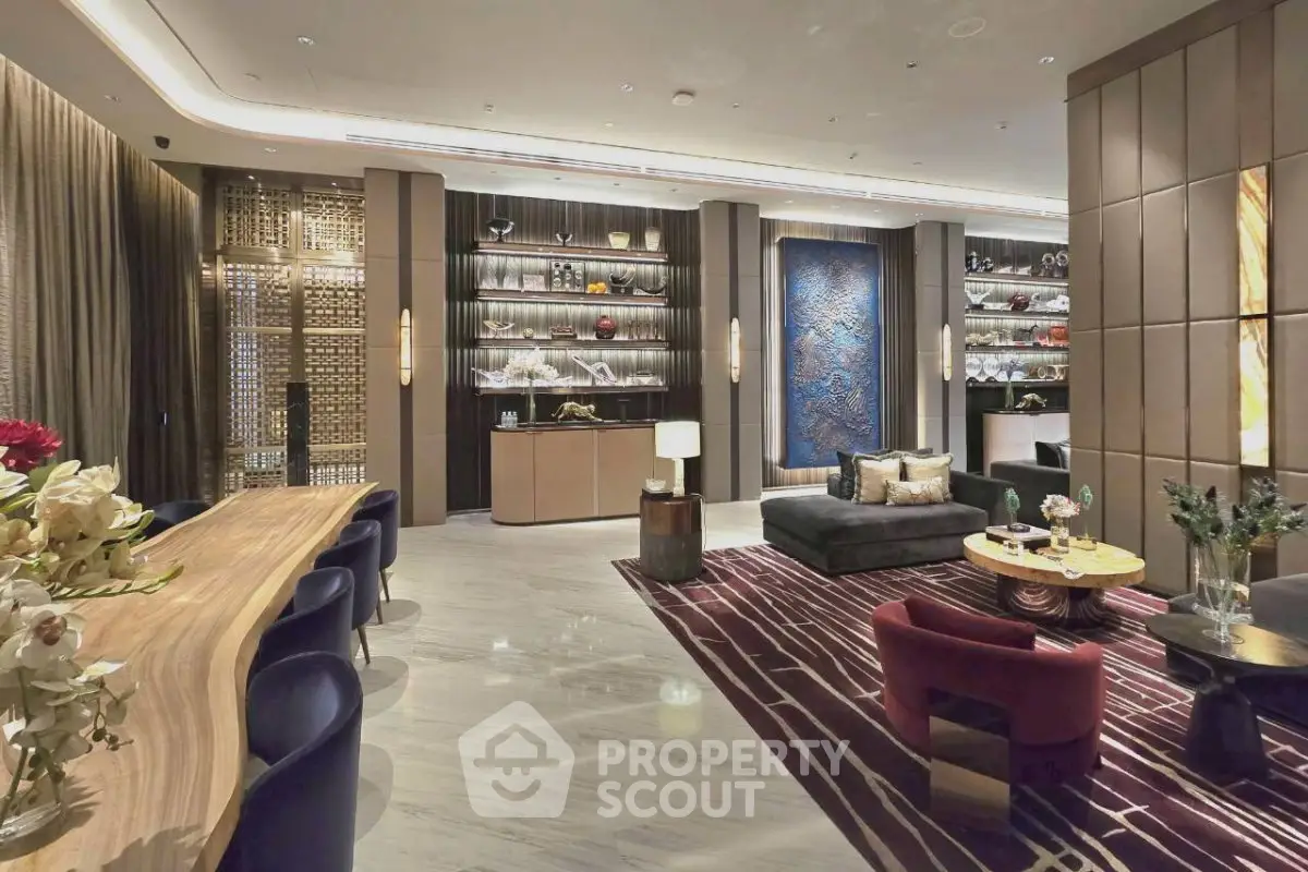 Luxurious modern living room with elegant decor and stylish furniture, perfect for sophisticated urban living.