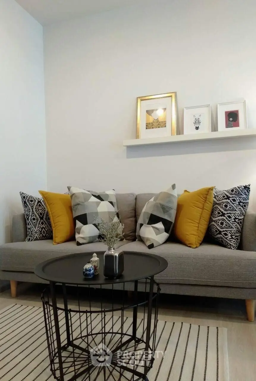 Stylish living room with modern decor and cozy seating area