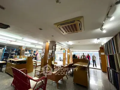 Spacious commercial interior with modern lighting and stylish furniture