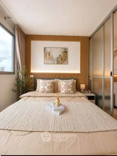 Cozy and stylish bedroom with modern decor and natural light
