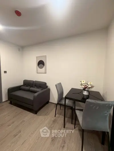 Modern minimalist living room with sleek furniture and stylish decor