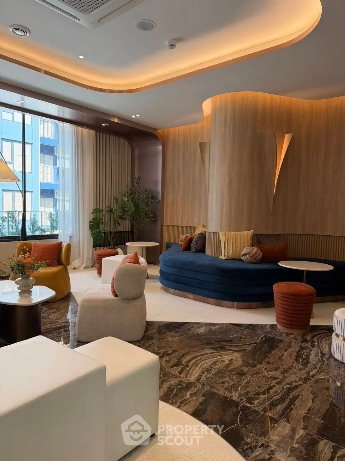 Luxurious modern living room with elegant furniture and stylish decor