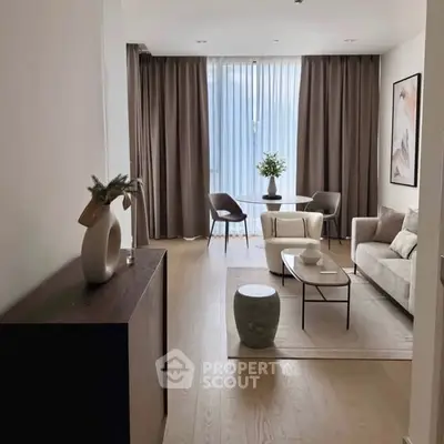 Elegant modern living room with stylish decor and natural light