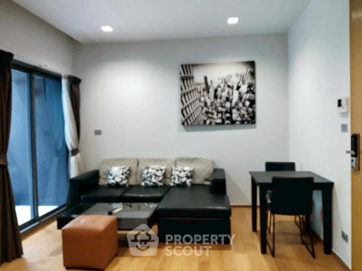 Modern living room with stylish decor and natural light