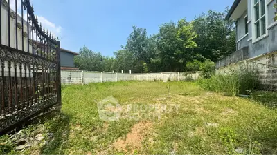 Spacious residential plot with lush greenery and boundary wall, ideal for building your dream home.