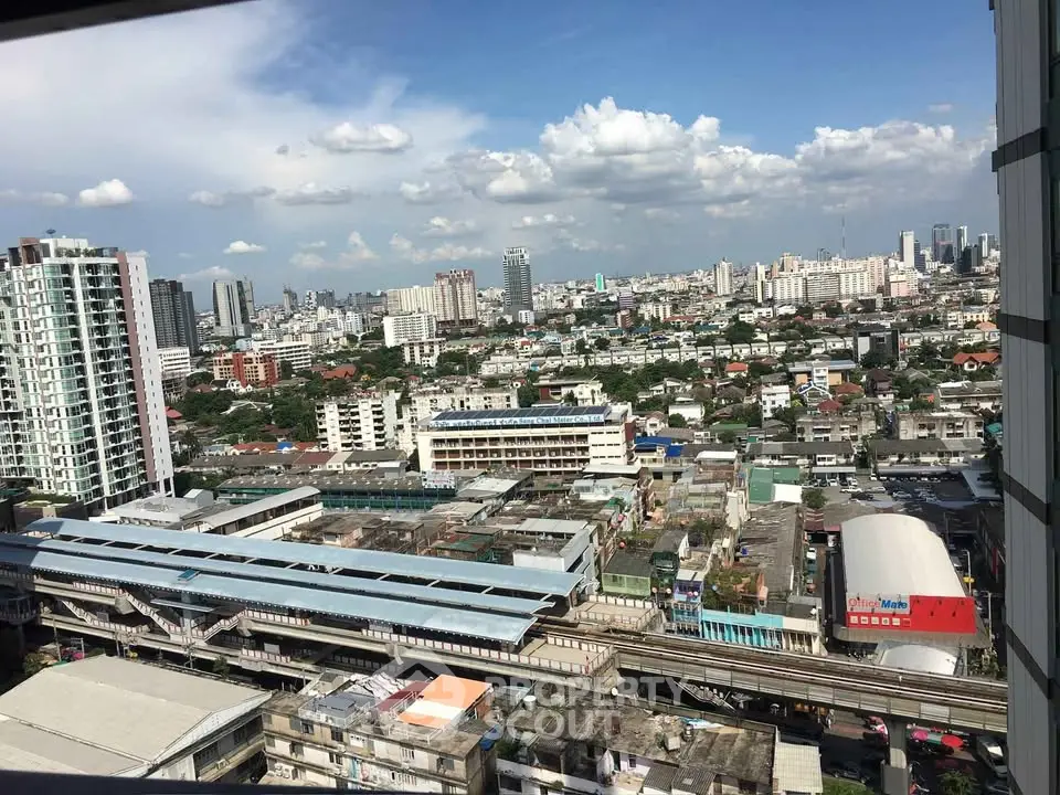 Stunning cityscape view from high-rise building showcasing urban skyline and vibrant city life.