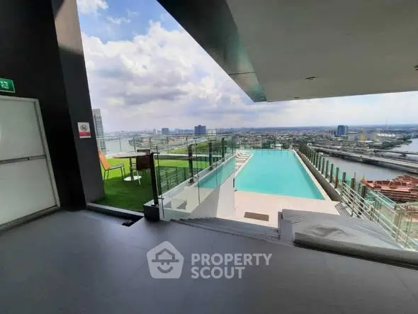 Stunning rooftop pool with panoramic city views and modern design.