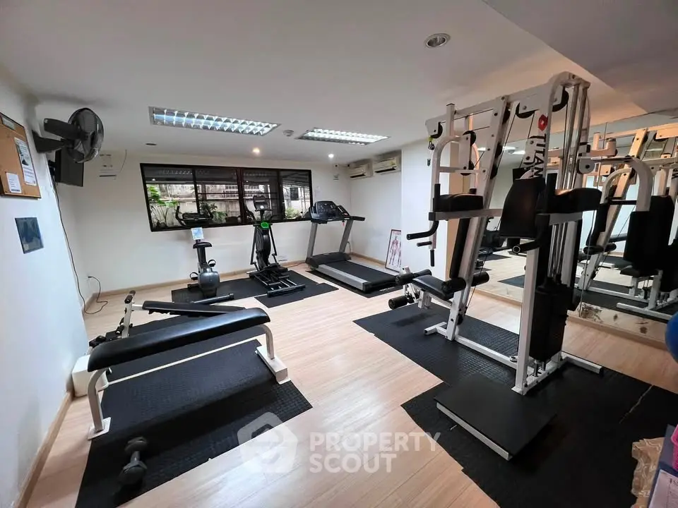 Modern gym with state-of-the-art equipment in a residential building