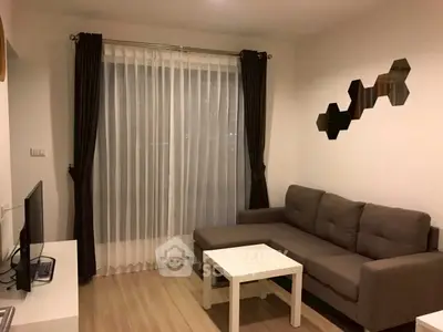 Cozy living room with modern sofa and stylish decor